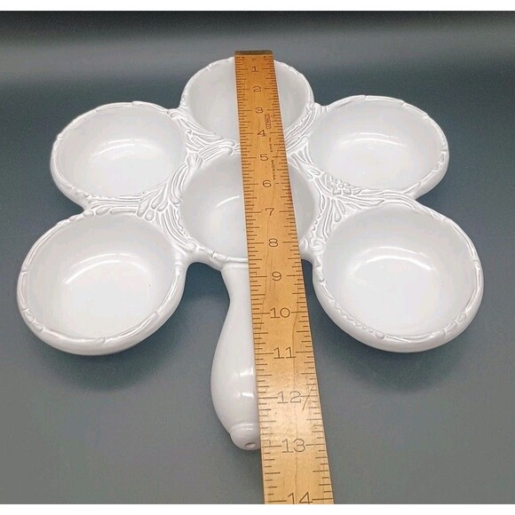 Style Eyes Baum Brothers Embossed Whiteware Baking Dish With 6 Round Cups - Picture 2 of 10